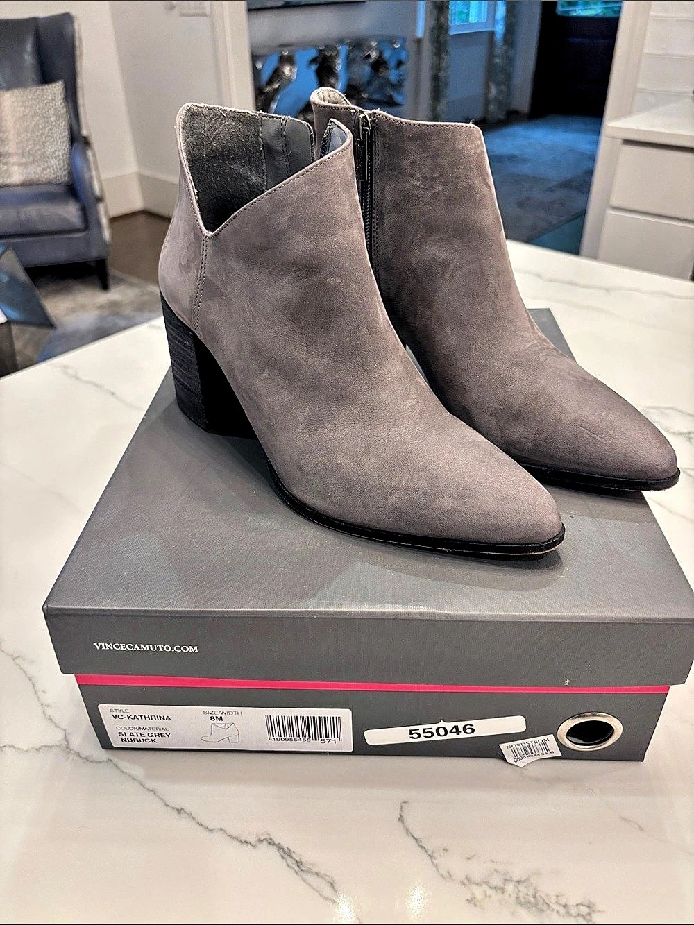 Vince Camuto VC-KATHRINA Pointed Toe Heeled Ankle Boots Gray US 8M